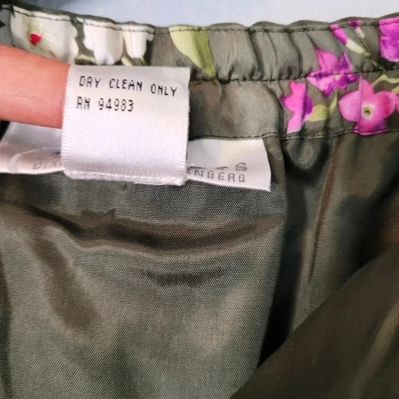 DIANE VON FURSTENBERG SILK green quiet luxury sophisticated career Maxi Skirt L - Picture 5 of 9